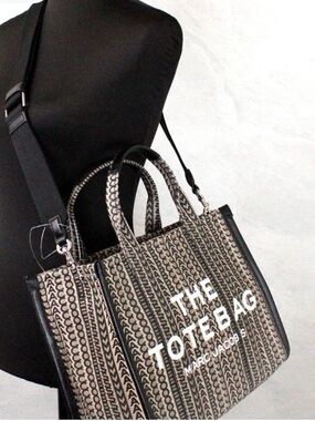 Marc Jacobs Black and Cream Logo Jacquard Tote